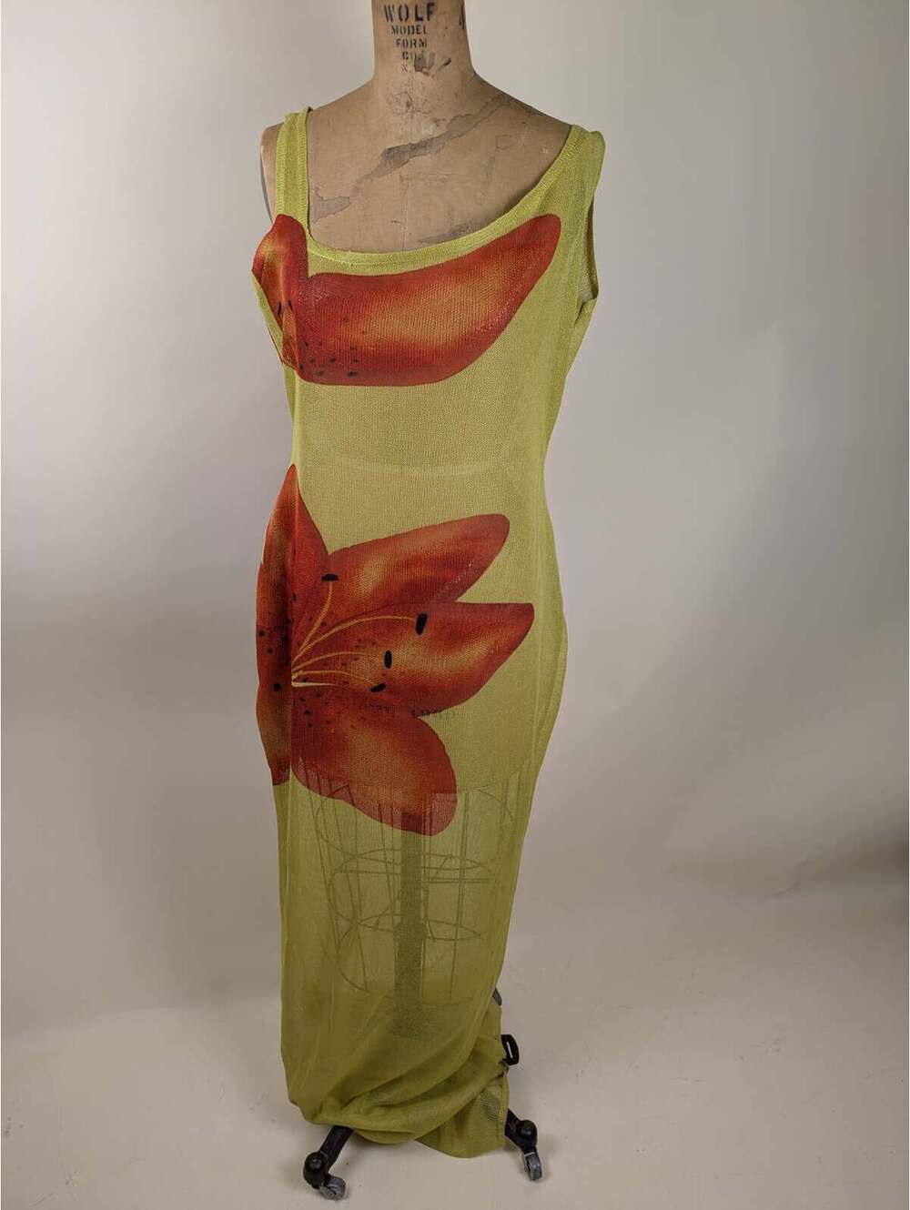 Hanifa chartreuse hibiscus maxi dress